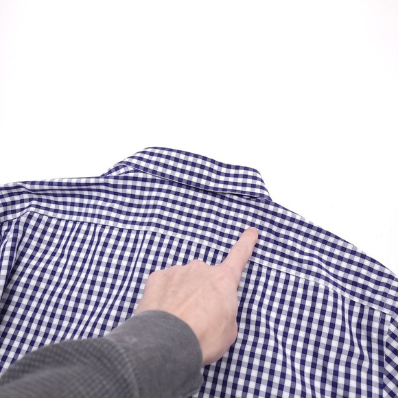 Banana Republic Mens XL Shirt Button Up Non Iron Slim Fit Checked Blue READ - Picture 7 of 8